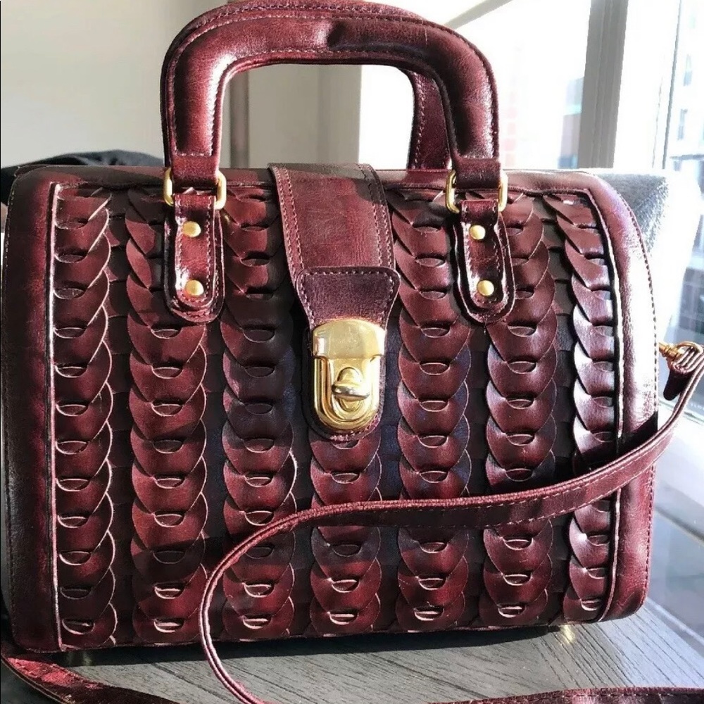 Vintage Burgundy Leather Doctors Bag/Travel Bag.